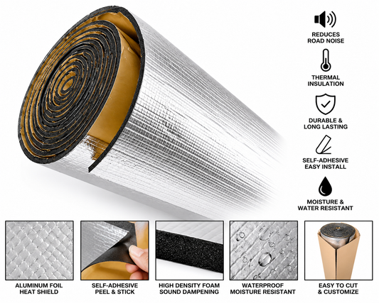 Automotive Sound Deadener & Heat Shield Insulation Roll – Car Noise & Heat Barrier