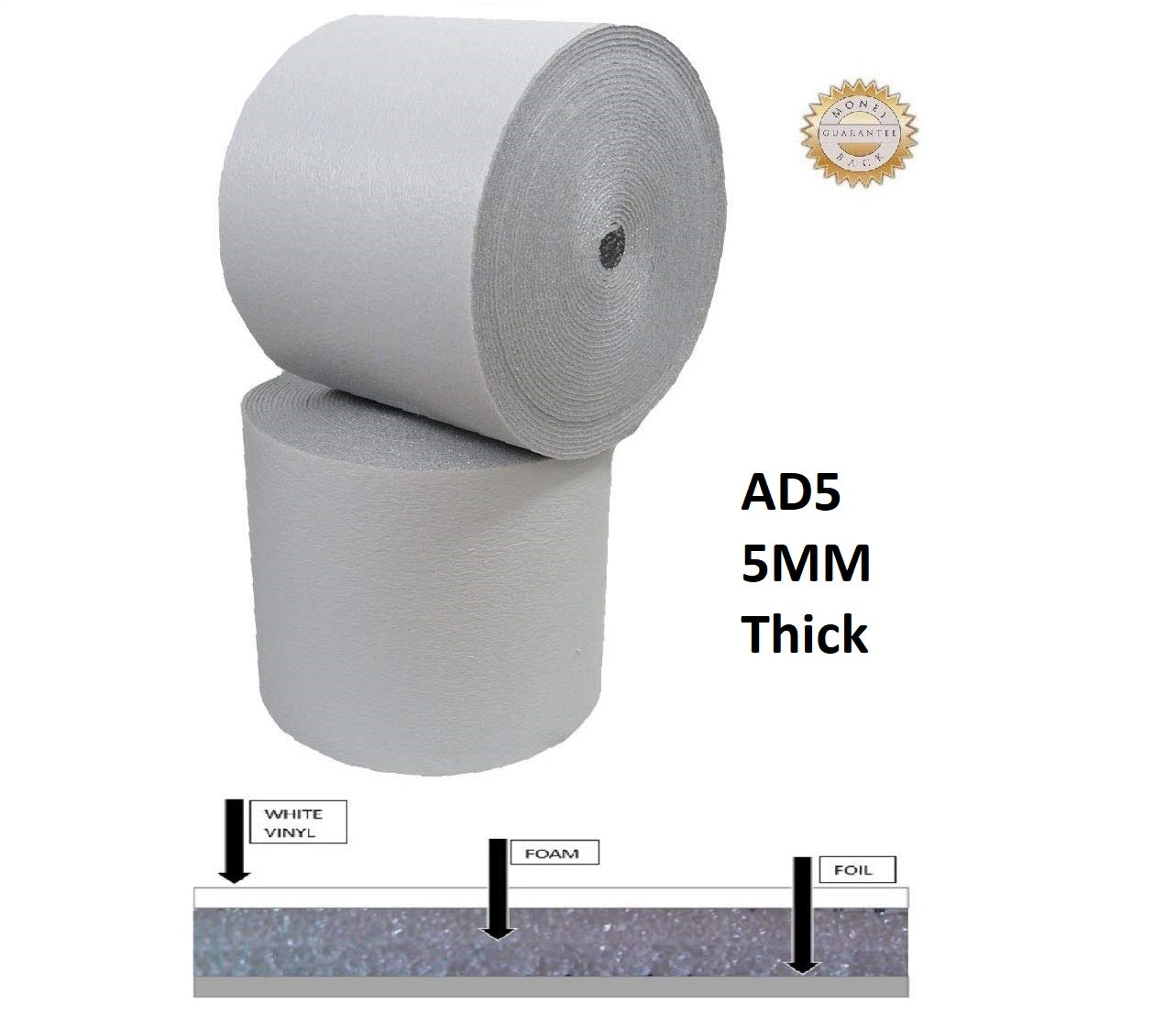 2ft x 85ft Reflective White Foam Insulation Heat Shield Thermal Insulation Shield Vapor Barrier 1/4 inch Thick